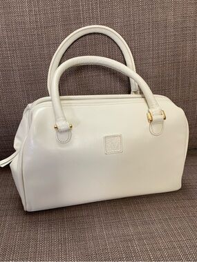 Vintage Anne Klein Calderon White Boston Bag Purse 1983